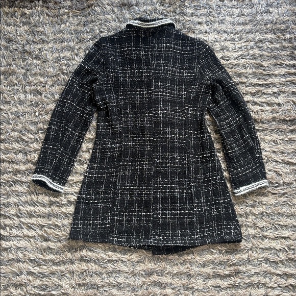 Greathe Women's Black Tweed Double-Breasted Blazer Dress with White Trim, Size S - Picture 3 of 10